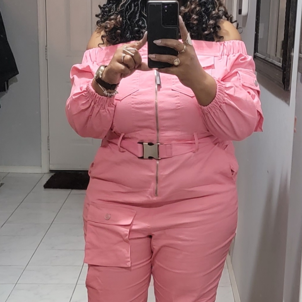 Pink Off-Shoulder Jumpsuit